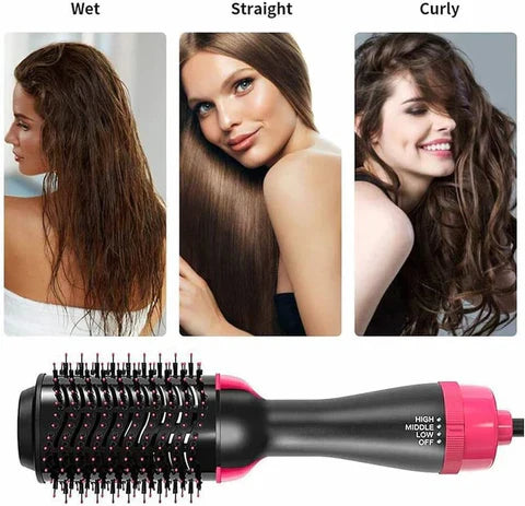 3-in-1 Hair Dryer, Straightener & Hair Curler Brush