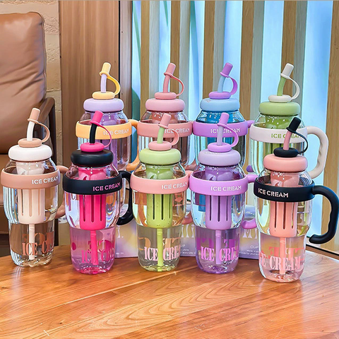 Ice Cream  Straw Water Bottle