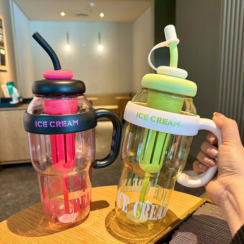 Ice Cream  Straw Water Bottle