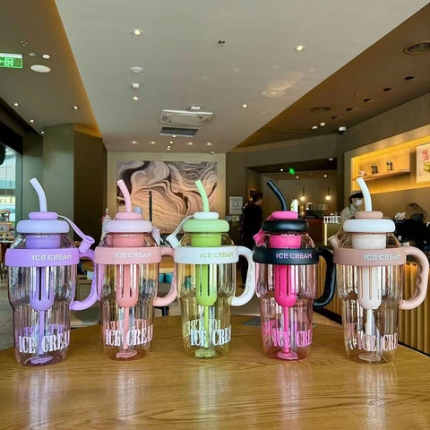 Ice Cream  Straw Water Bottle